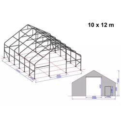 Skladišni šator 10x12m s vratima 4x4 m, cerada PRIMEtex 2300, nezapaljiv