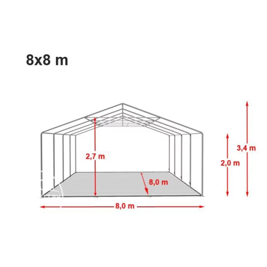 Event šator 8x8 - 500g/m2 s osnovnim okvirom
