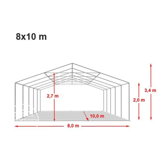 Event šator 8x10 Vatrootporan - 500g/m2 s osnovnim okvirom