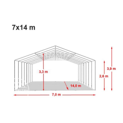 Šator za događaje 7x14 Vatrootporan - 550g/m2 s osnovnim okvirom Šator za događaje 7x14 Vatrootporan - 550g/m2 s osnovnim okvirom