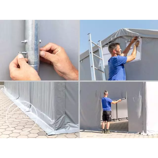 Šator za skladištenje 4x10 m - bočna visina 3,0 m sa patentnim zatvaračem, PVC 850