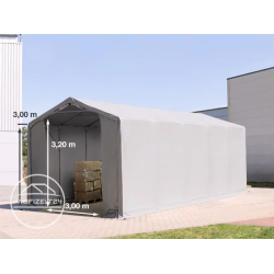 Šator za skladištenje 4x10 m - bočna visina 3,0 m sa patentnim zatvaračem, PVC 850