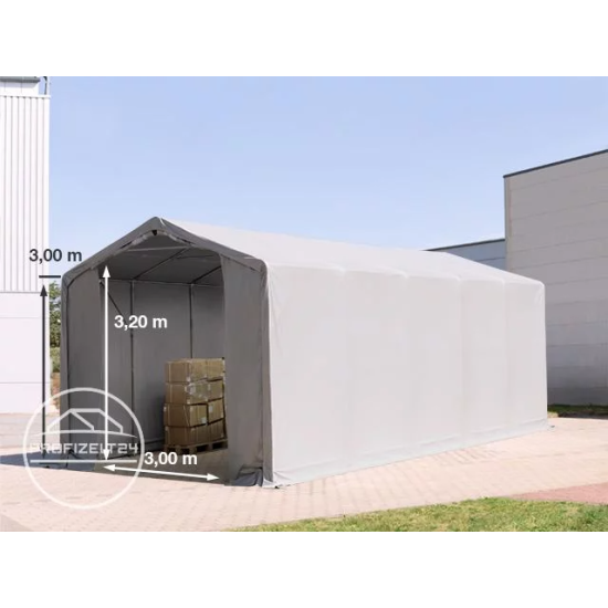 Šator za skladištenje 4x10 m - bočna visina 3,0 m sa patentnim zatvaračem, PVC 850