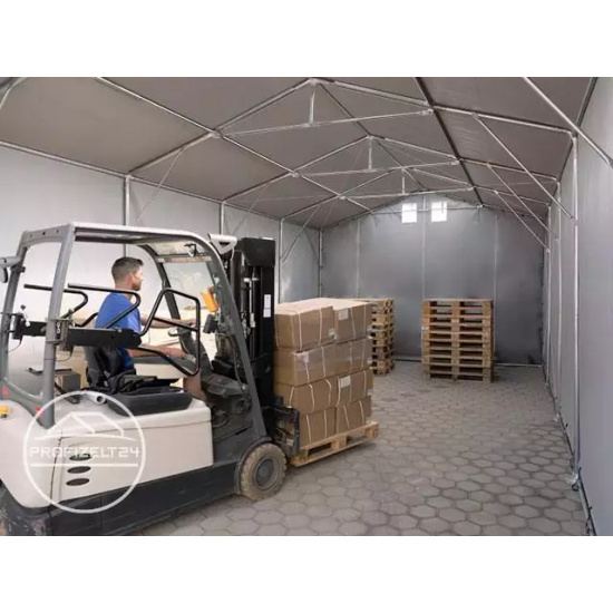 Skladišni šator 8x16 m - bočna visina 4,0 m s patentnim zatvaračem, cerada PRIMEtex 2300, negoriv 