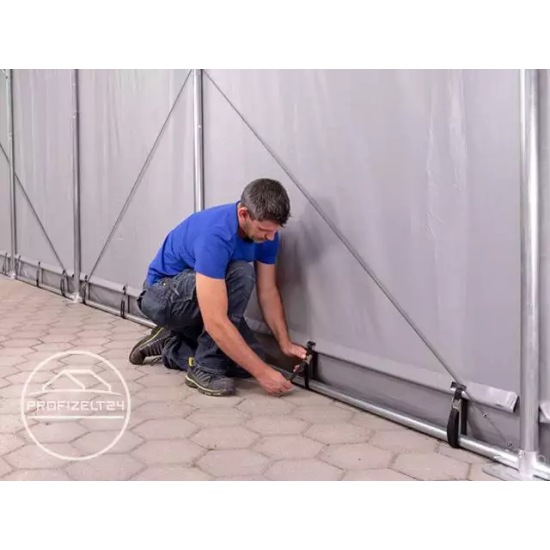 Skladišni šator 8x16 m - bočna visina 4,0 m s patentnim zatvaračem, cerada PRIMEtex 2300, negoriv 