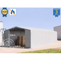 Skladišni šator 8x16 m - bočna visina 4,0 m s patentnim zatvaračem, cerada PRIMEtex 2300, negoriv 