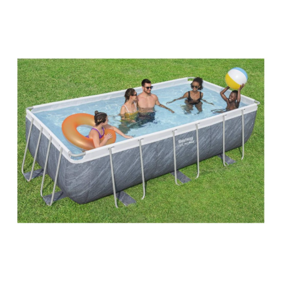Bazen Steel Pro MAX 404x201x100 cm s uzorkom sivog mramora sa pumpom s kartonskim filterom