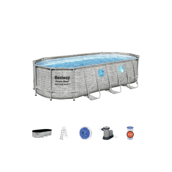 Bazen Power Steel™ Swim Vista™ 549 x 274 x 122 cm sa uzorkom kamena sa pumpom s kartonskim filterom
