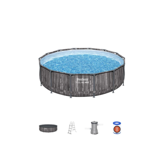 Bazen Steel Pro MAX™ 427 x 107 cm s uzorkom drveta sa pumpom s kartonskim filterom