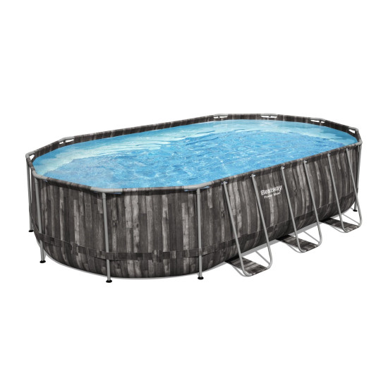 Bazen Power Steel™ Oval 610 x 366 x 122 cm s uzorkom drveta sa pumpom s kartonskim filterom