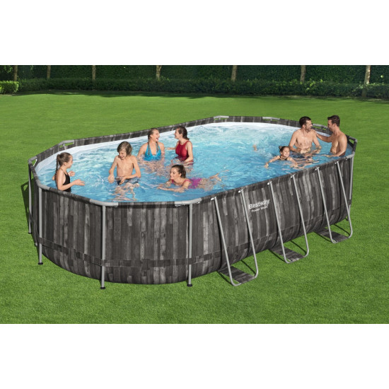 Bazen Power Steel™ Oval 610 x 366 x 122 cm s uzorkom drveta sa pumpom s kartonskim filterom