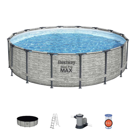 Bazen Steel Pro MAX™ 488 x 122 cm s kamenim uzorkom sa pumpom s kartonskim filterom