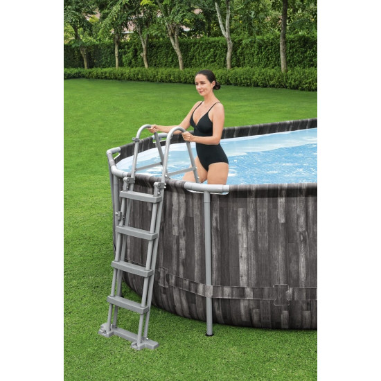 Bazen Power Steel™ Oval 610 x 366 x 122 cm s uzorkom drveta sa pumpom s kartonskim filterom