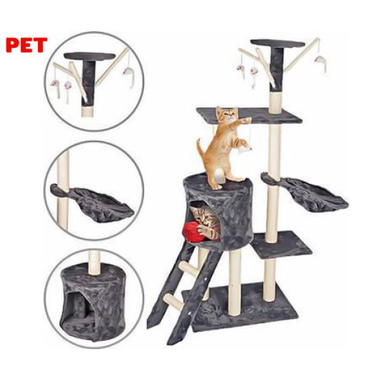 Pet Toys stablo za mačke i grebalica za mačke, 140x50x35 cm, 3 razine