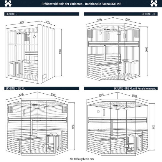 Tradicionalna sauna Skyline XL BIG umjetni kameni zid