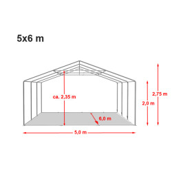 Šator za skladištenje 5x6 m - PVC 750  s osnovnim okvirom