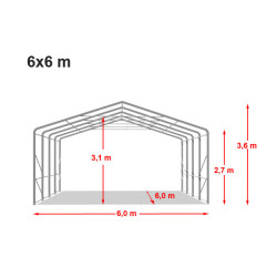 Garažni šator 6x6 s vratima 4,1x2,9 m - PVC 850 Garažni šator 6x6 s vratima 4,1x2,9 m - PVC 850