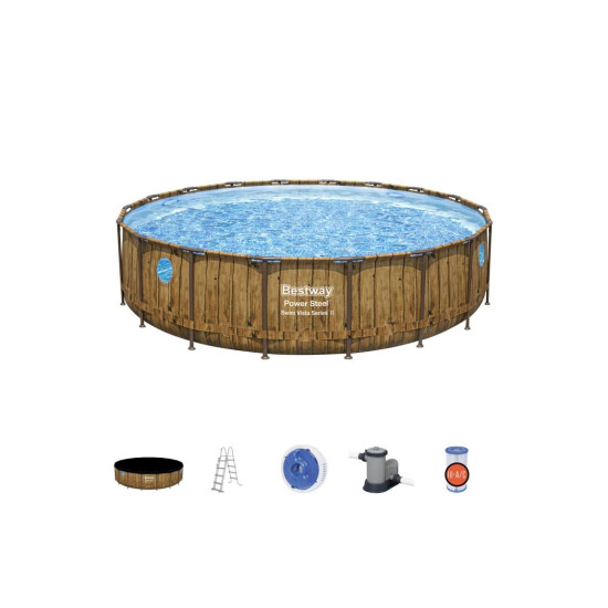 Bazen Power Steel™ Swim Vista 549 x 122 cm s uzorkom drveta sa pumpom s kartonskim filterom Bazen Power Steel™ Swim Vista 549 x 122 cm s uzorkom drveta sa pumpom s kartonskim filterom