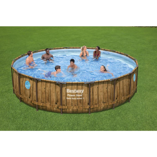 Bazen Power Steel™ Swim Vista 549 x 122 cm s uzorkom drveta sa pumpom s kartonskim filterom Bazen Power Steel™ Swim Vista 549 x 122 cm s uzorkom drveta sa pumpom s kartonskim filterom
