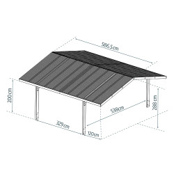 Aluminijska dvostruka nadstrešnica Sydney Apex Crna 587 x 538 x 288 cm Aluminijska dvostruka nadstrešnica Sydney Apex Crna 587 x 538 x 288 cm