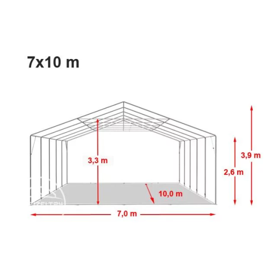 Šator za događaje 7x10 - 550g/m2 s osnovnim okvirom Nezapaljiv