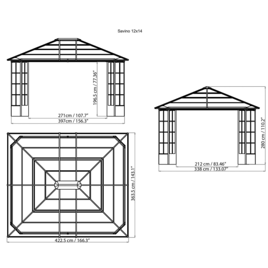 Vrtni paviljon Savino 12x14